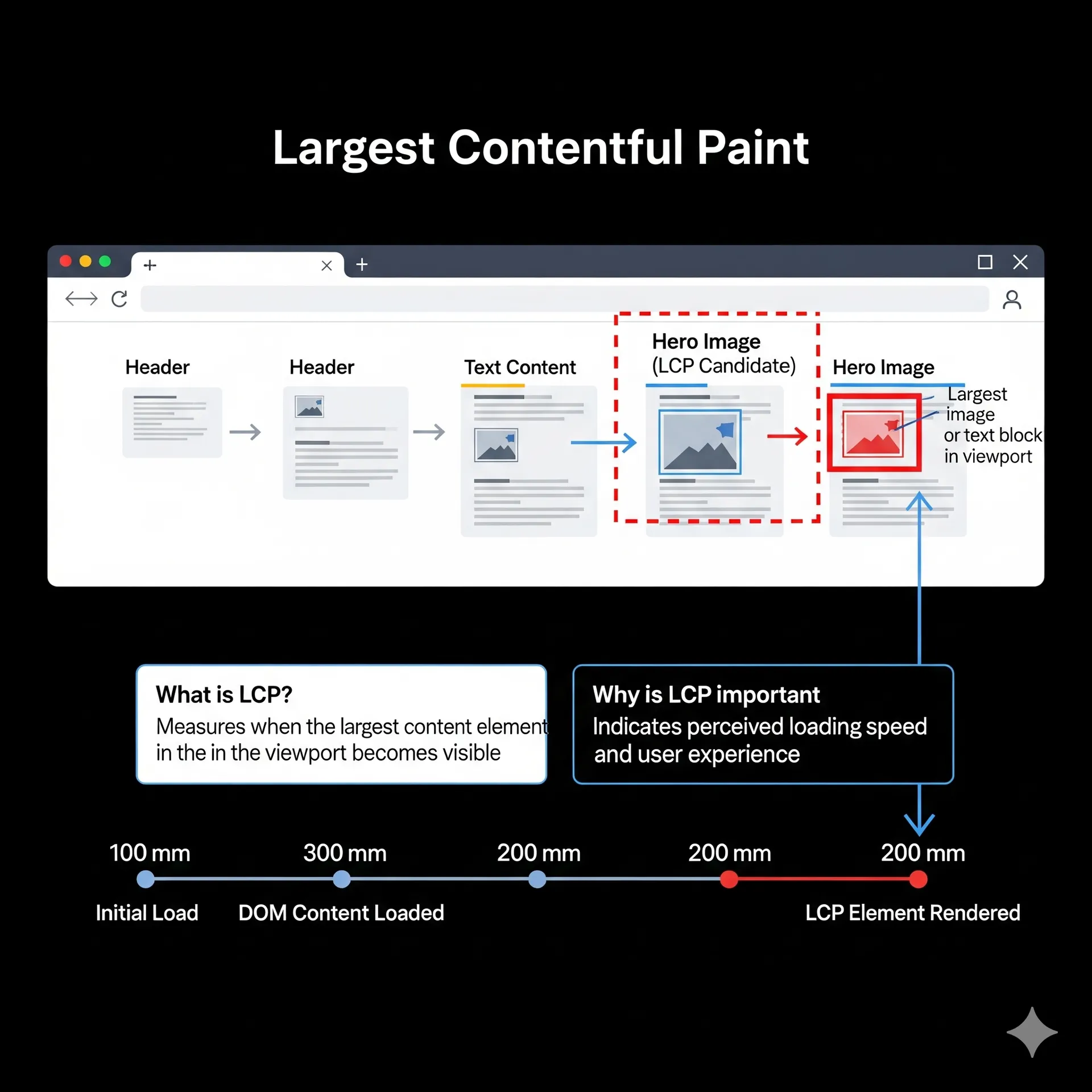 A technical diagram explaining Largest Contentful Paint (LCP).